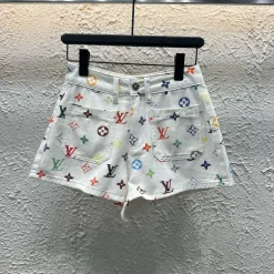 Hochwertige Louis Vuitton Shorts White Denim Print Kollektion