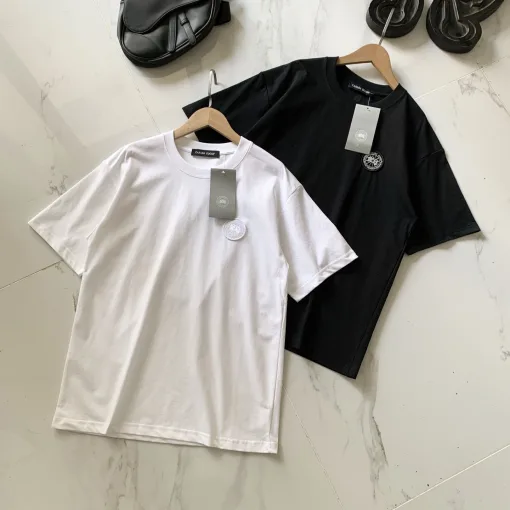 Luxus Canada Goose Kurzarm Schwarz Bestickt Luxus
