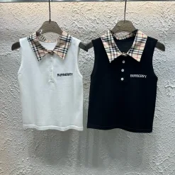 Premium Burberry Weste Weiß Strick Bestickte Kollektion