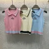 Luxus Chanel Weste Pink Strick Bestickt Stil