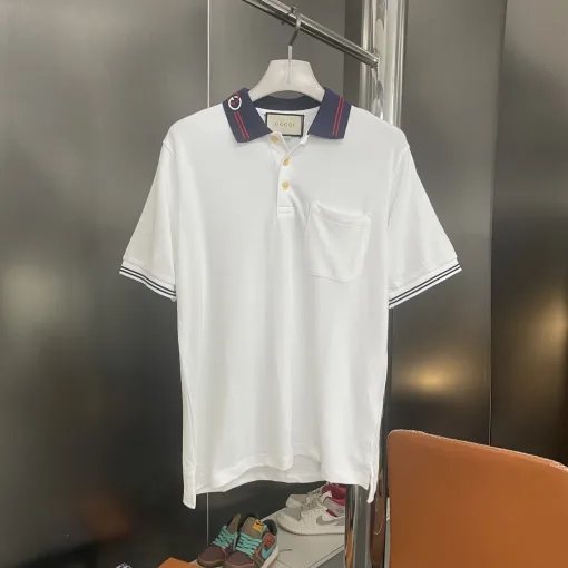 Luxuriöses Gucci-Poloshirt aus weißer Baumwolle mit Logo-Kollektion