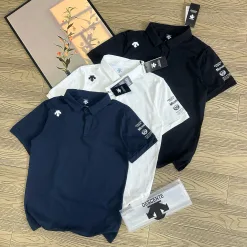 Hochwertiges Descente Kurzarm-Shirt in Schwarz, einfarbig