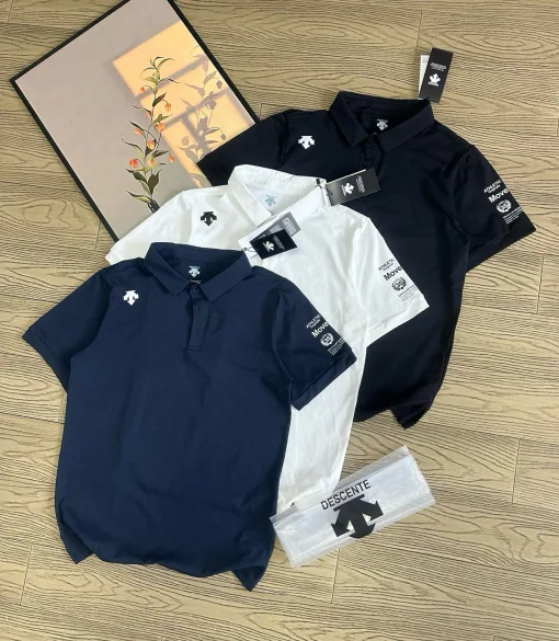 Hochwertiges Descente Kurzarm-Shirt in Schwarz, einfarbig
