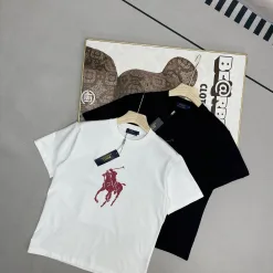 Hochwertige Ralph Lauren Kurzarm-Kollektion aus schwarzer Baumwolle mit Logo