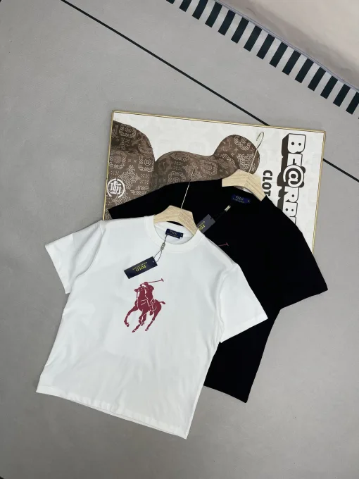 Hochwertige Ralph Lauren Kurzarm-Kollektion aus schwarzer Baumwolle mit Logo