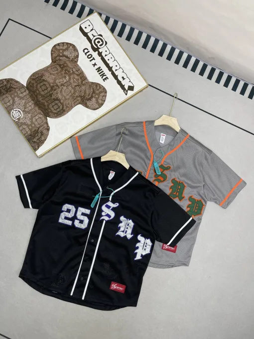 Meistverkaufte Supreme Kurzarm Schwarz Jersey Patchwork Luxus
