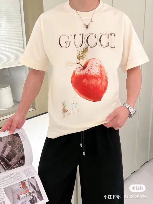 Hochwertige Gucci-Kollektion mit kurzen Ärmeln und Baumwolldruck