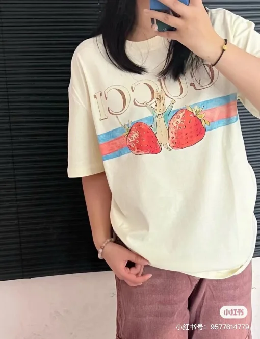 Hochwertiger Gucci-Baumwoll-Print im Kurzarmstil