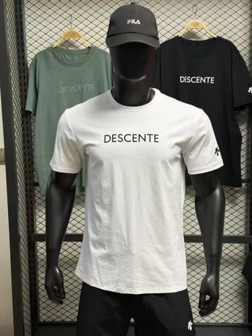 Bestseller Descente Kurzarm Schwarz Baumwolle Casual Kollektion