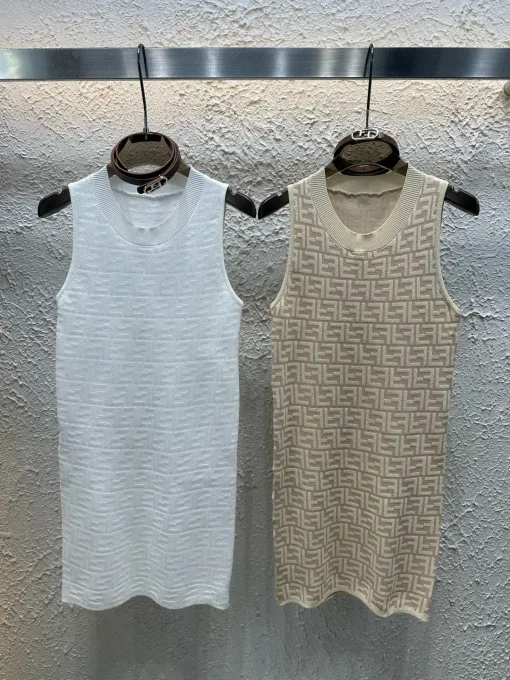 Premium Qualität Fendi Weste Weiß Strick Monogramm Luxus