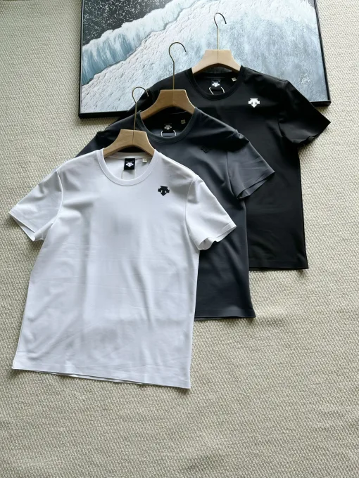 Premium Qualität Descente Kurzarm Schwarz Seide Casual Luxus