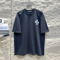 Premium Qualität Chrome Hearts Kurzarm Schwarz Baumwolle Washed Kollektion