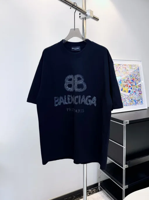 Hochwertige Balenciaga T-Shirts Schwarz Print Luxus