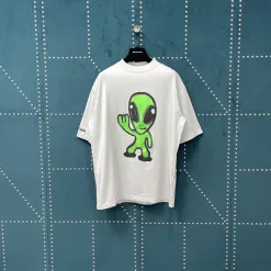 Meistverkaufte Balenciaga Kurzarm Weiß Baumwolle Print Stil