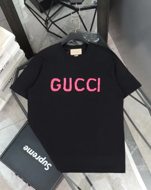 Luxus Gucci Kurzarm Pink Solid Kollektion