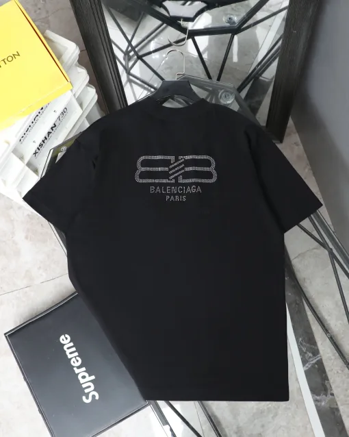 Meistverkaufte Balenciaga Kurzarm Schwarz gewaschen Stil