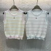 Hochwertige Chanel Weste Pink Knit Striped Kollektion