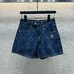 Premium Dior Shorts Blue Denim Bestickte Kollektion