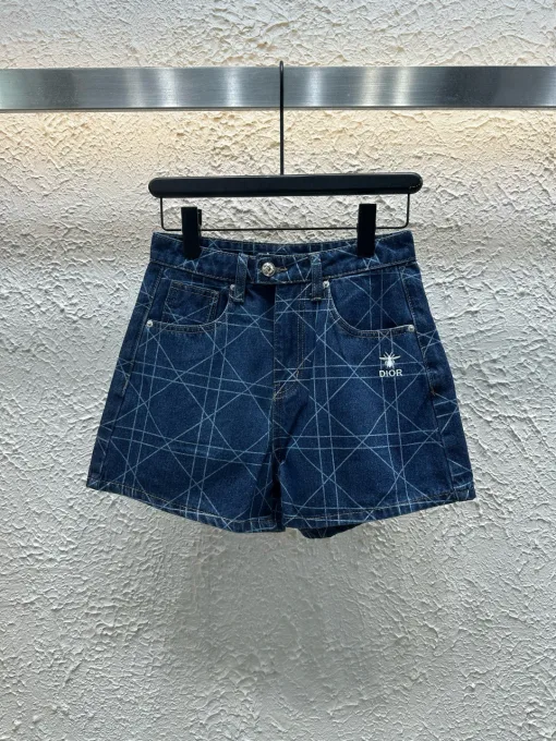Premium Dior Shorts Blue Denim Bestickte Kollektion