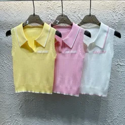 Premium Qualität Miu Miu Weste Gelb Strick Jacquard Luxus