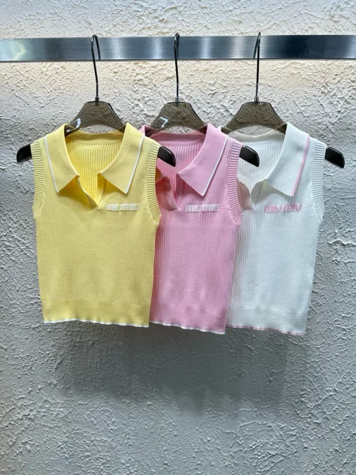 Premium Qualität Miu Miu Weste Gelb Strick Jacquard Luxus