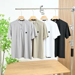 Luxus Zegna Kurzarm Grau Seide Casual Style
