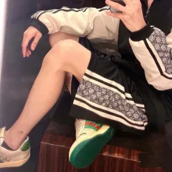 Premium Qualität Gucci Shorts Schwarz Jersey Logo Luxus