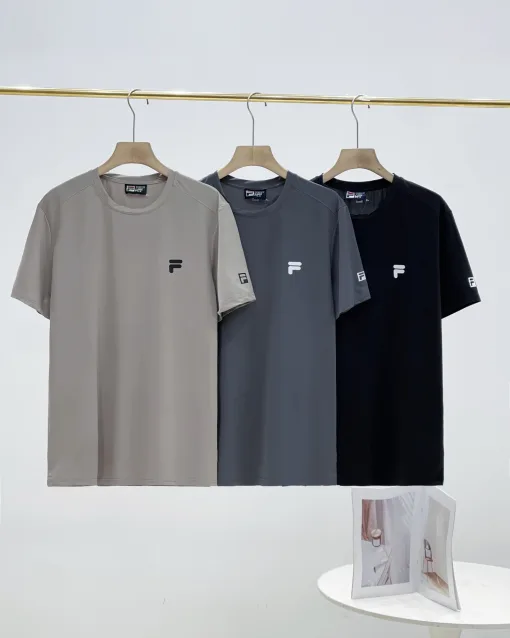 Premium Fila Kurzarm Schwarz Seide Casual Style