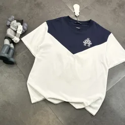 Hochwertige Chrome Hearts Kurzarm-Kollektion aus bestickter Baumwolle in Marineblau