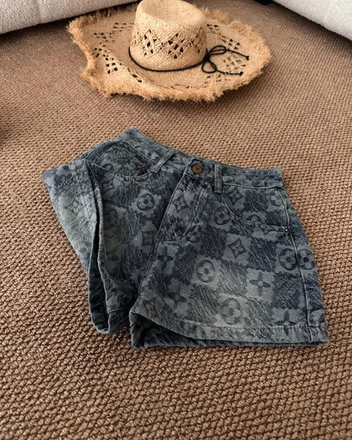 Hochwertige Louis Vuitton Shorts Blue Denim Jacquard Kollektion