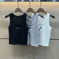 Hochwertige Miu Miu Weste Schwarz Strick Logo Kollektion
