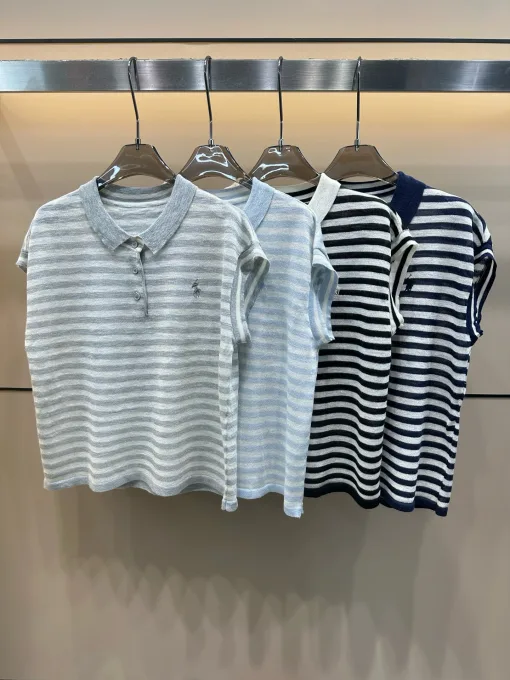 Luxus-Weste von Ralph Lauren im grauen Strick-Stil mit Stickerei