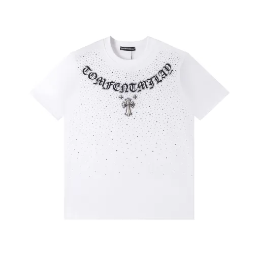 Meistverkaufte Chrome Hearts Kurzarm Schwarz Baumwolle Klassisch Luxus