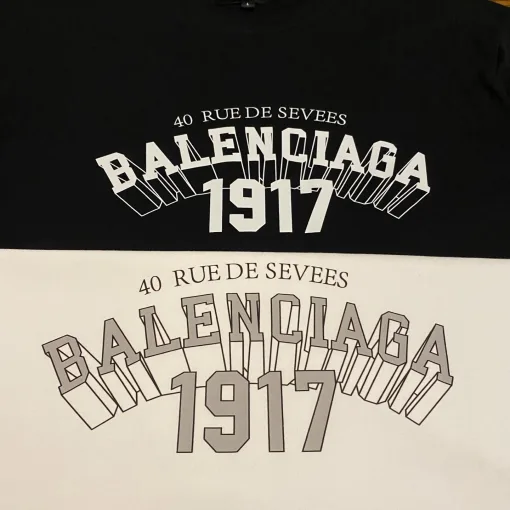 Luxus Balenciaga Kurzarm Gold Baumwolle Logo Stil