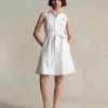 Luxus Ralph Lauren Kleid Weiß Baumwolle Solid Kollektion