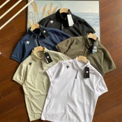 Premium Descente Kurzarm-Shirt aus weißer Baumwolle, atmungsaktiv