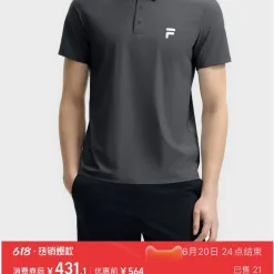 Hochwertige Fila Kurzarm-T-Shirts aus schwarzer Seide, Casual-Kollektion