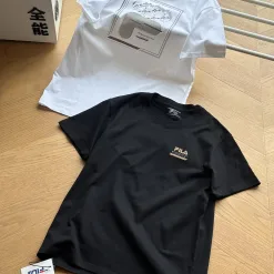 Premium Fila Kurzarm Schwarz Baumwolle Print Luxus