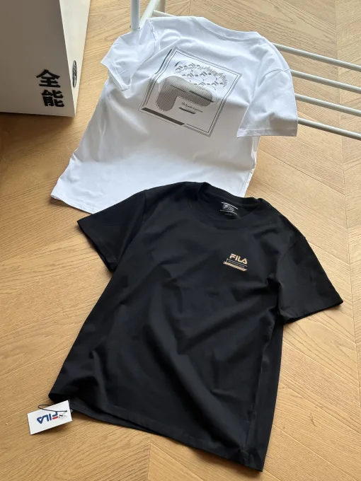 Premium Fila Kurzarm Schwarz Baumwolle Print Luxus