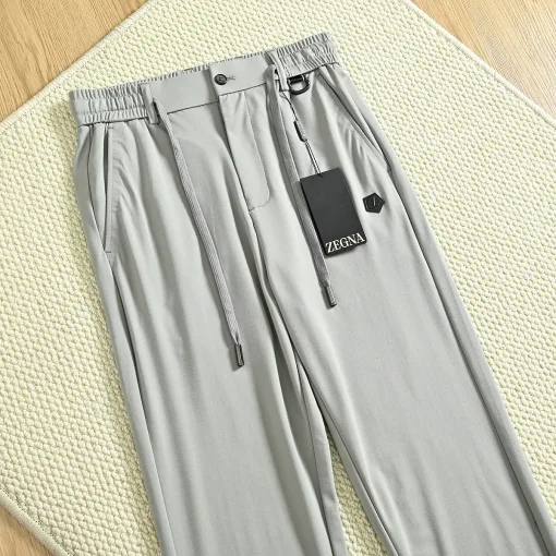 Premium Zegna Hose Grau Baumwolle Casual Luxury