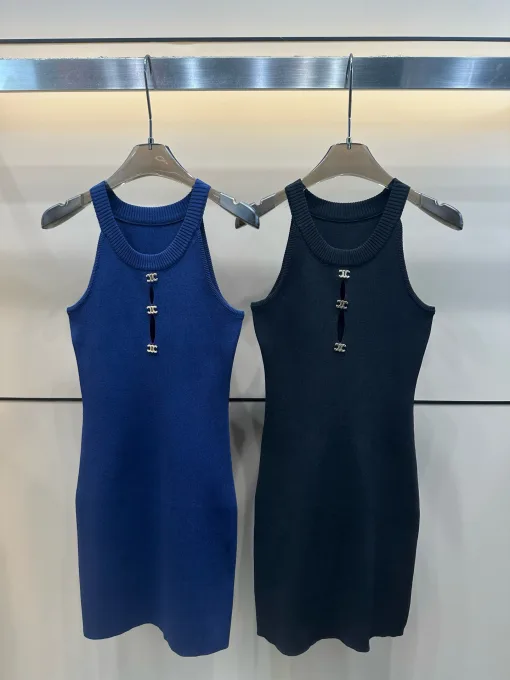 Hochwertige Celine Weste Blau Strick Luxus