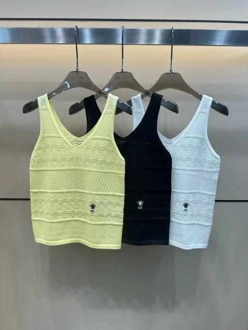 Bestseller Dior Weste Gelbe Strick-Stickerei-Kollektion