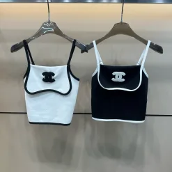 Bestseller Chanel Hosenträger Weiß Strick Bestickt Luxus