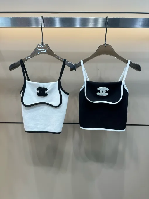 Bestseller Chanel Hosenträger Weiß Strick Bestickt Luxus