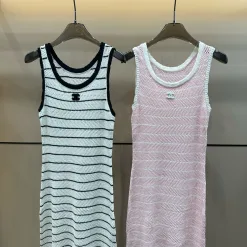 Premium Chanel Weste Weiß Strick Gestreift Kollektion