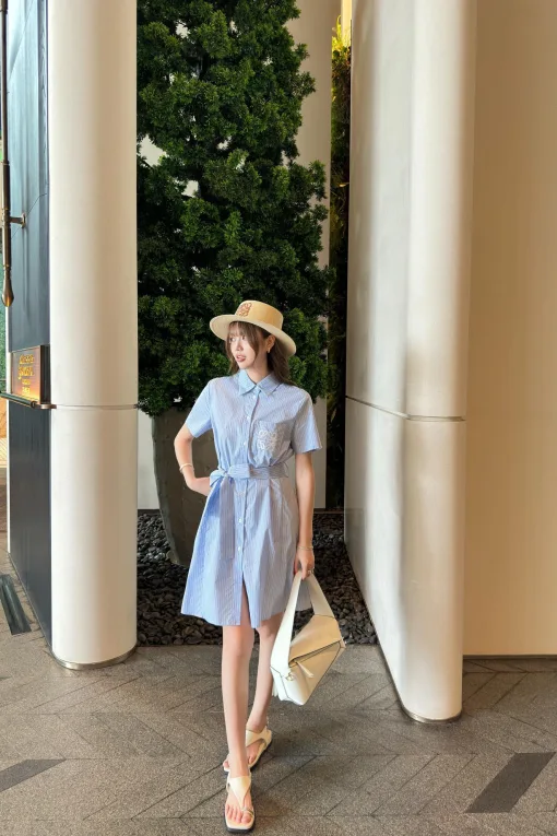 Premium Loewe Hemd Blau Gestreift