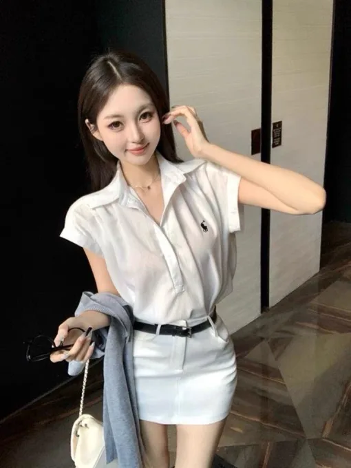 Bestseller Ralph Lauren Hemd Grau Bestickt Stil
