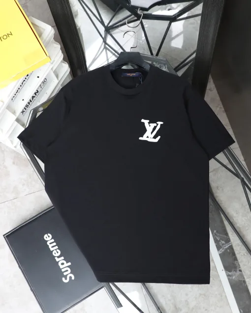Bestseller Louis Vuitton Kurzarm Schwarz Logo Luxus