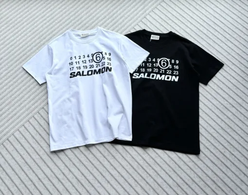 Hochwertiges Salomon Kurzarmshirt aus schwarzer Baumwolle mit Print