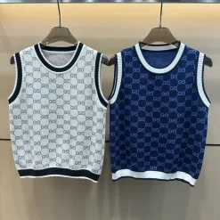 Hochwertige Gucci Weste im weißen Strick-Jacquard-Stil